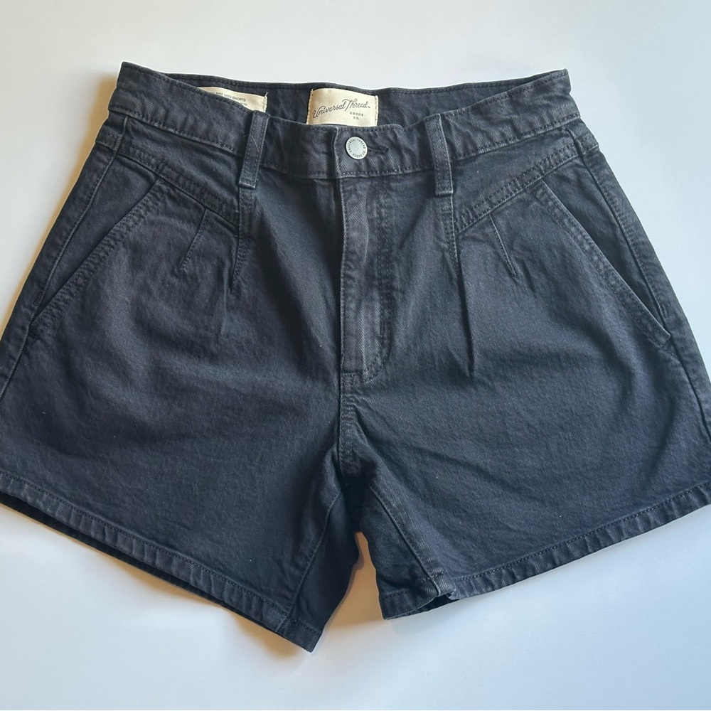 NWOT Universal Thread Black Denim Shorts High-Waisted Relaxed Fit